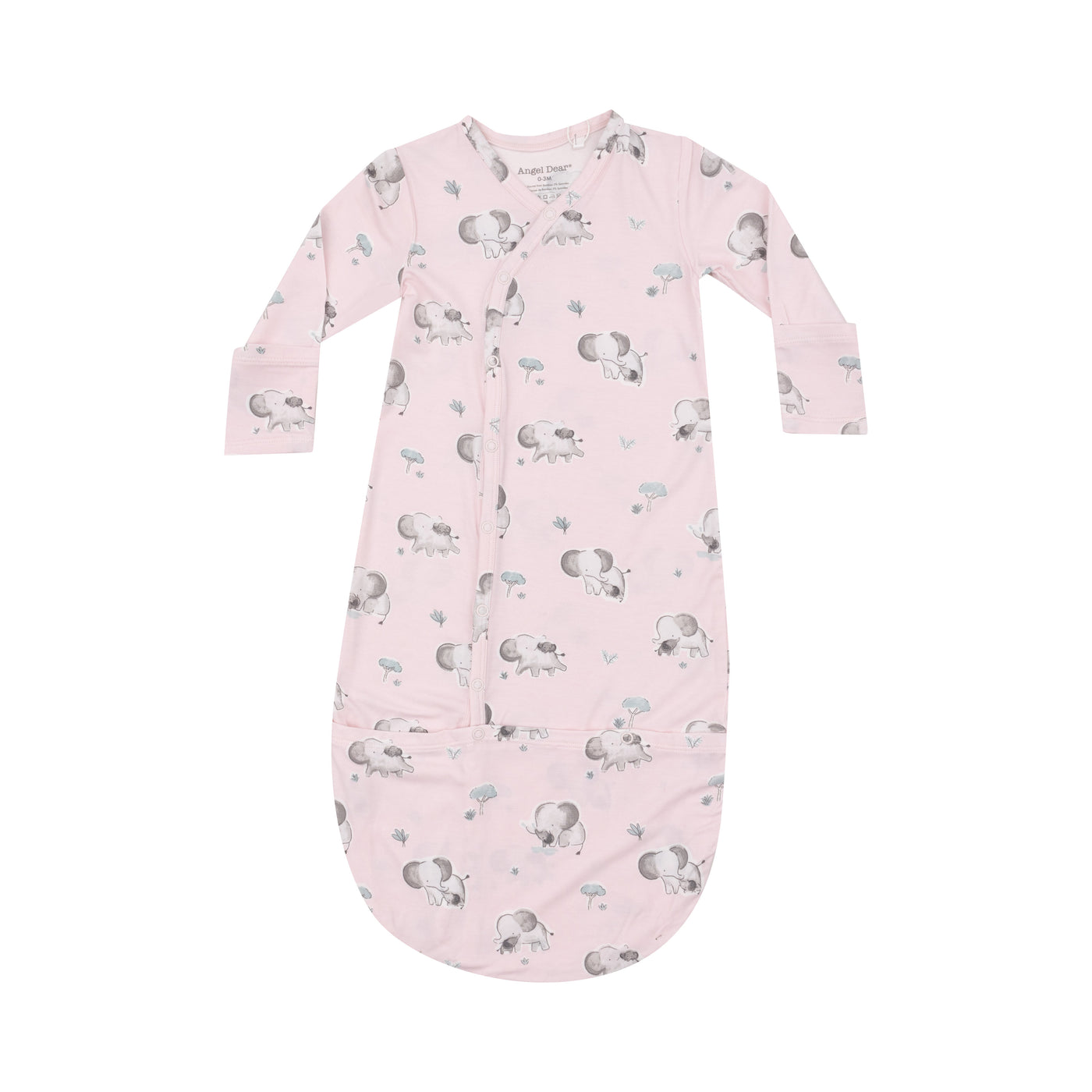 Bundle Gown - Gray Elephants - Pink-Angel Dear