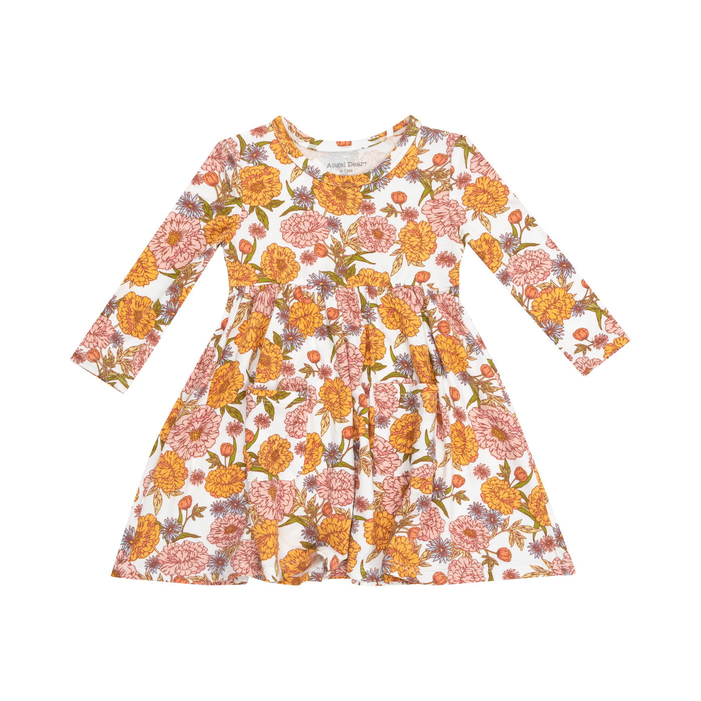 Twirly L/S Dress - Ambers Floral-Angel Dear