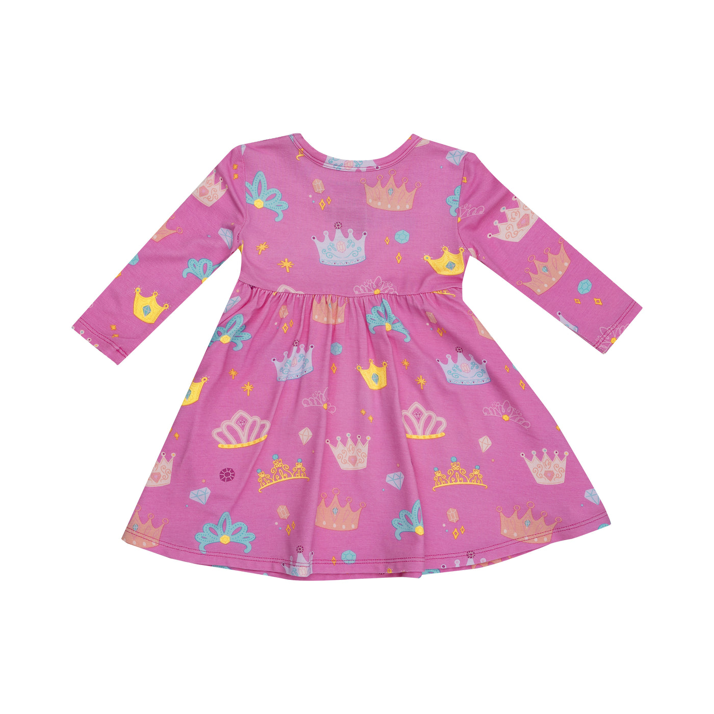 Twirly L/S Dress - Princess Crowns-Angel Dear