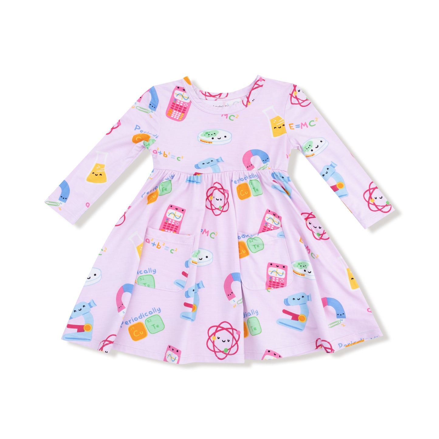 Twirly Long Sleeve Dress in our  Future Scientist - Pink print from Angel Dear