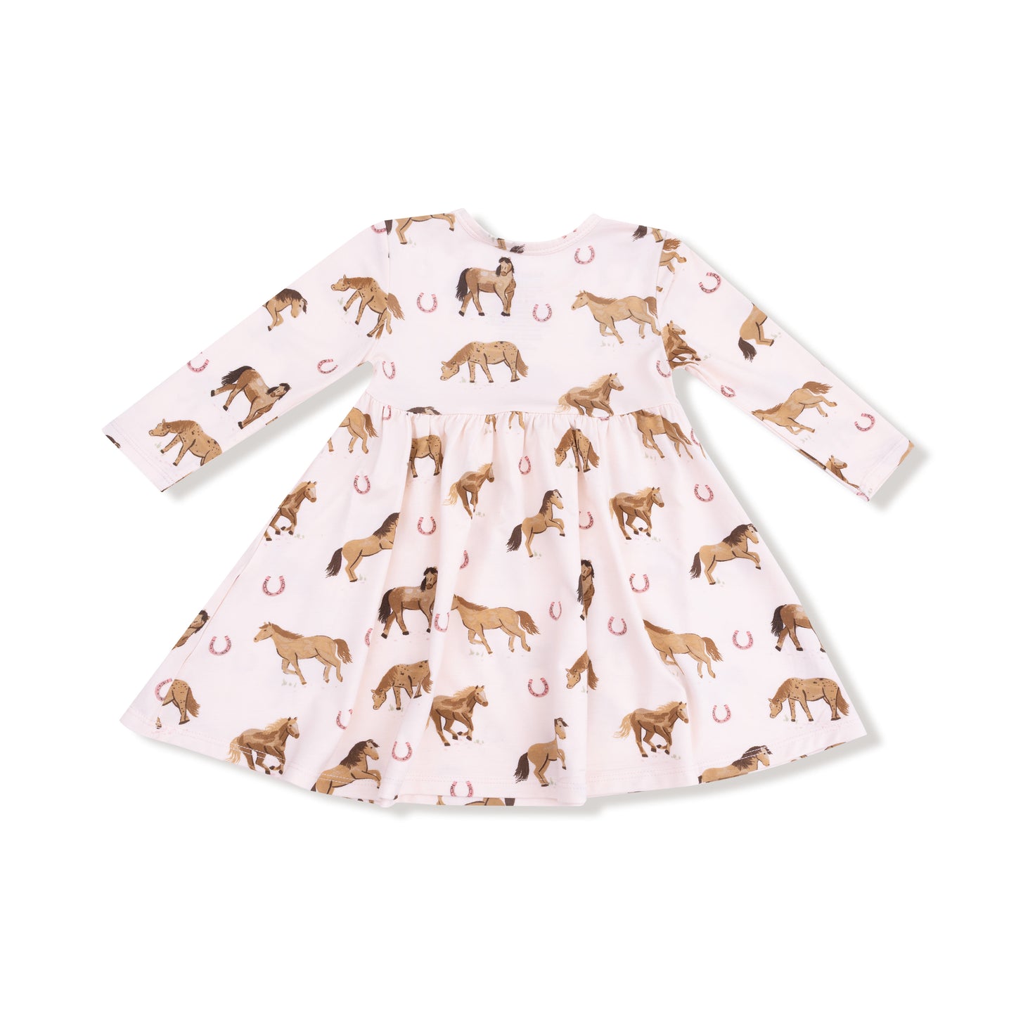 Twirly Long Sleeve Dress in our  Horses - Pink print from Angel Dear