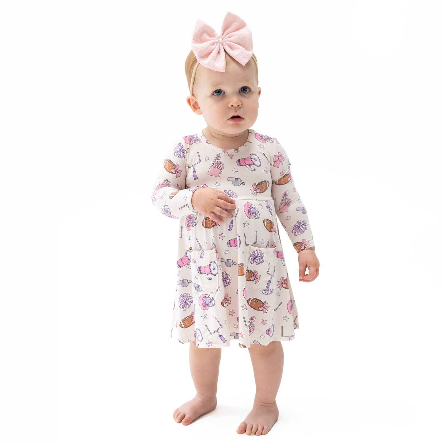 Football Cheer - Twirly Long Sleeve Dress with Bike Short