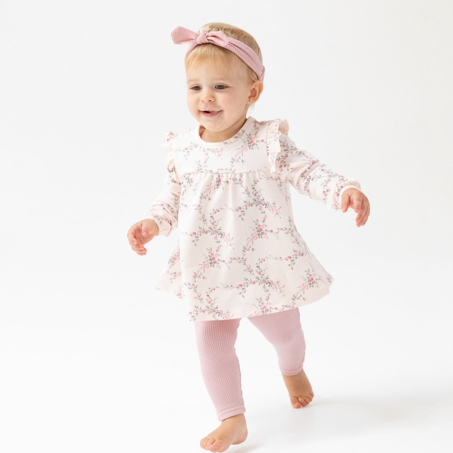 Long Sleeve High Waisted Top with Ruffles + Legging in our  Antoinette Floral print from Angel Dear