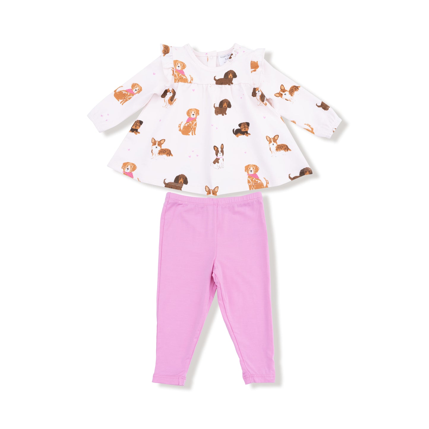 Ruffle Tunic and Legging in our  Best Friend Dogs - Pink print from Angel Dear