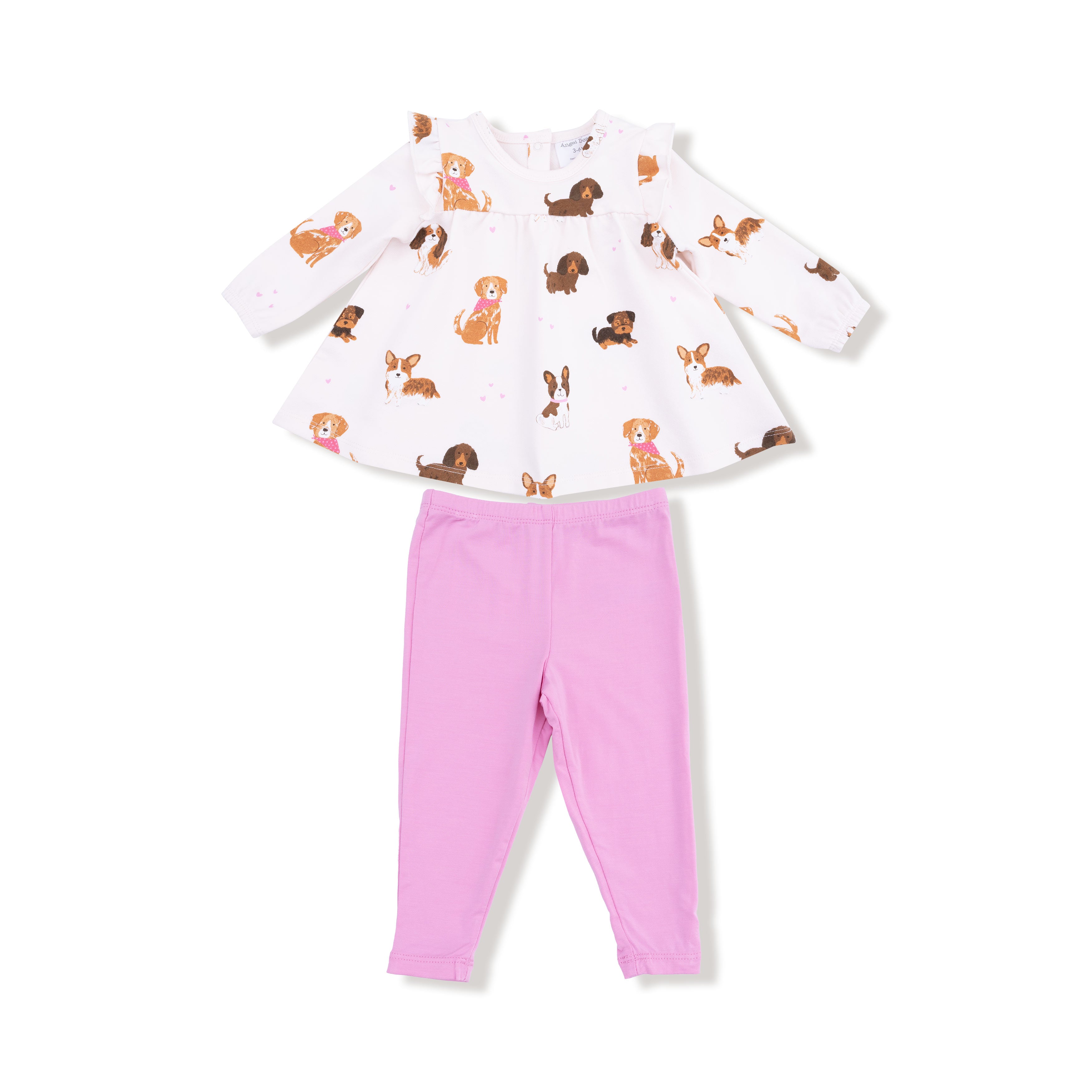 Ruffle Tunic and Legging in our  Best Friend Dogs - Pink print from Angel Dear