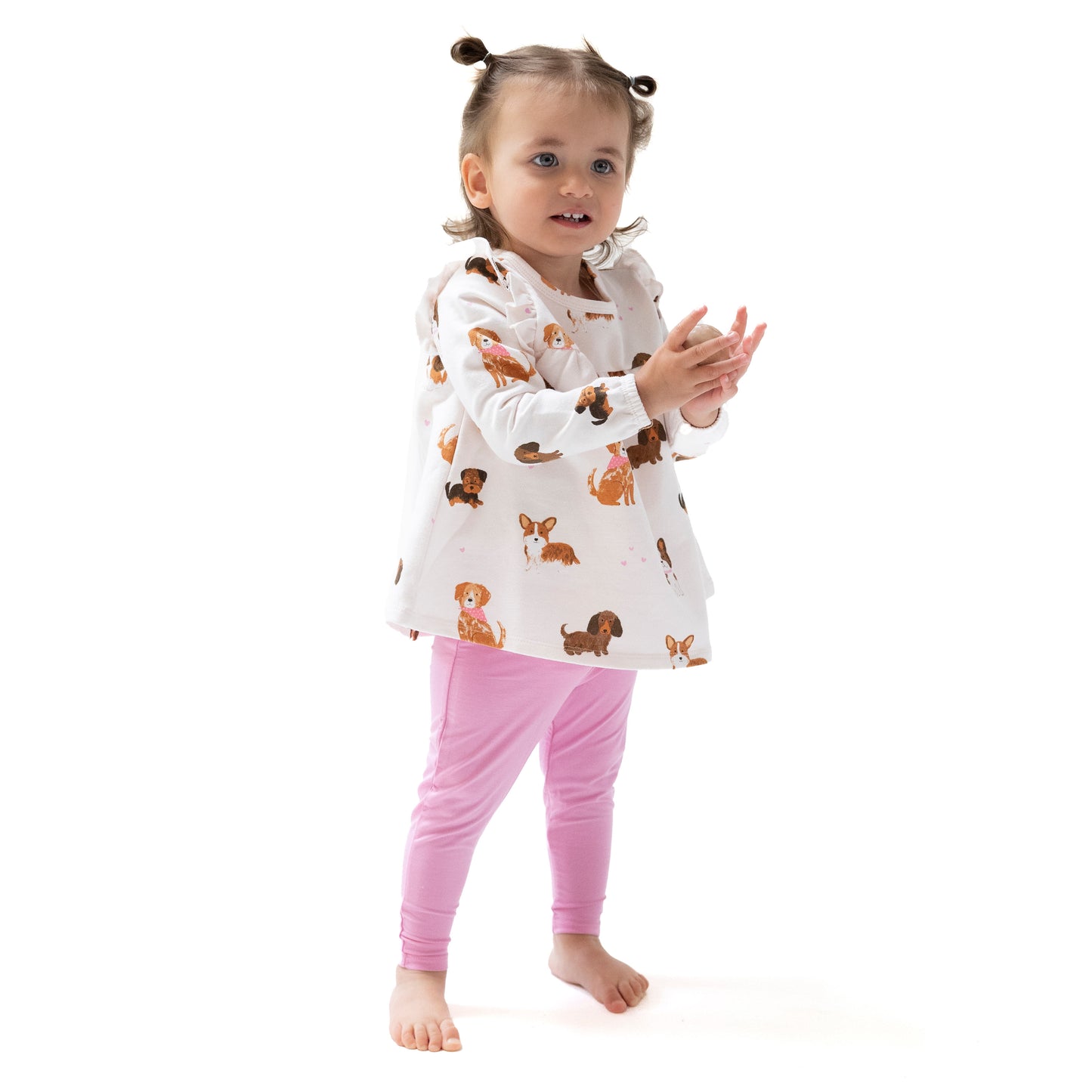 Ruffle Tunic and Legging in our  Best Friend Dogs - Pink print from Angel Dear