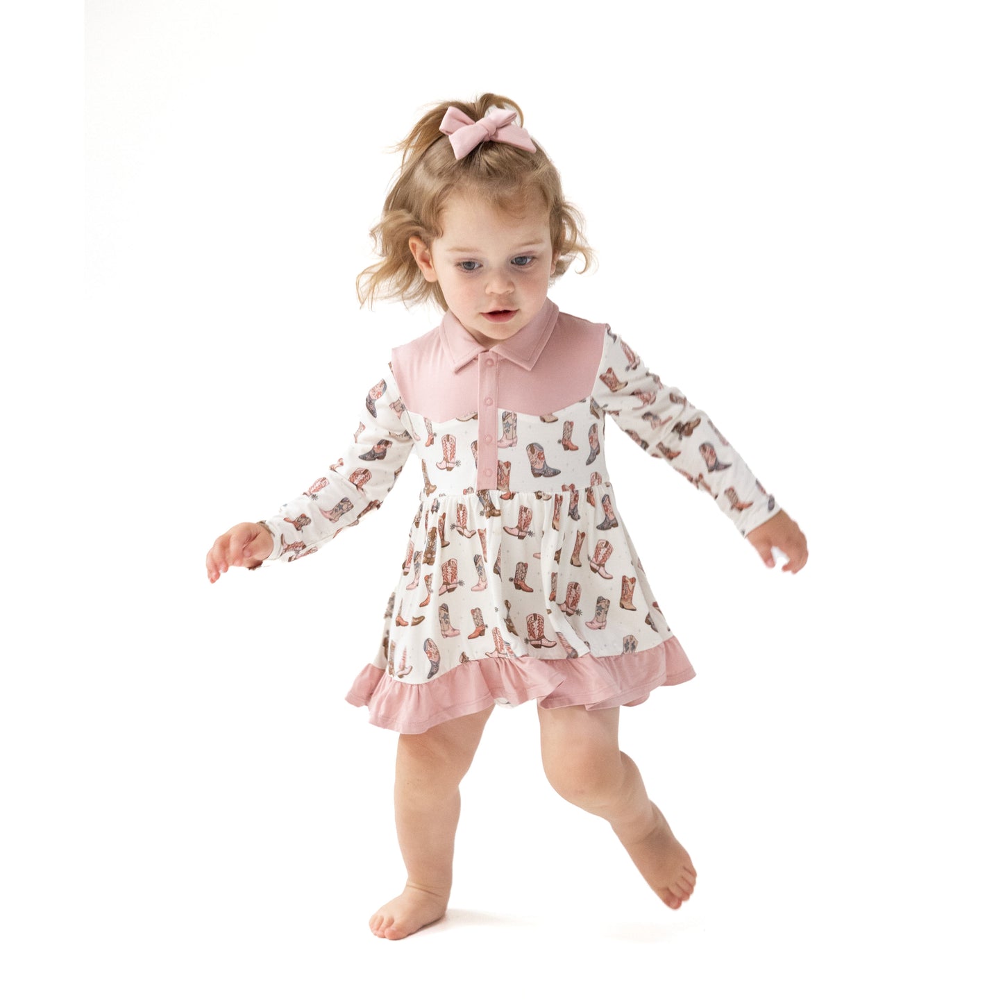 Long Sleeve Cowgirl Bodysuit Dress in our  Future Cowgirl print from Angel Dear