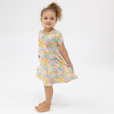 Short Sleeve Twirly Dress-  Amelia Floral