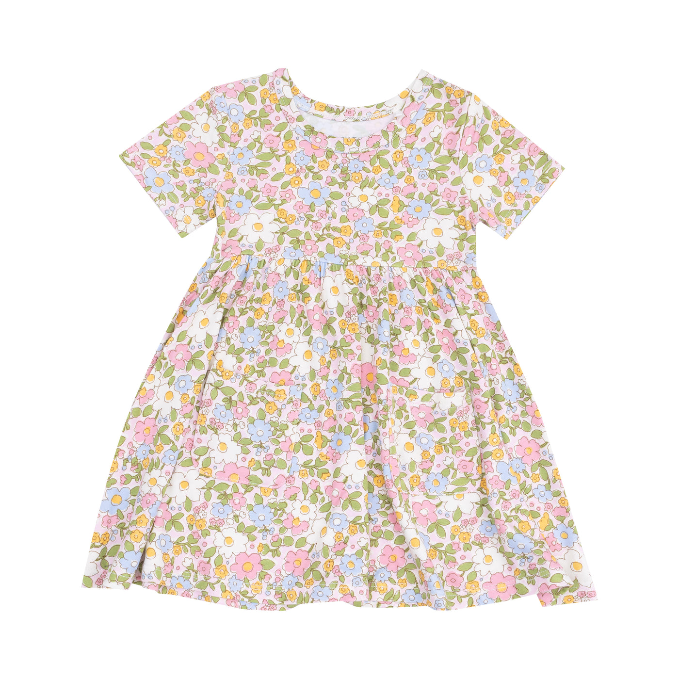 Short Sleeve Twirly Dress - Bubbly Baby Calico