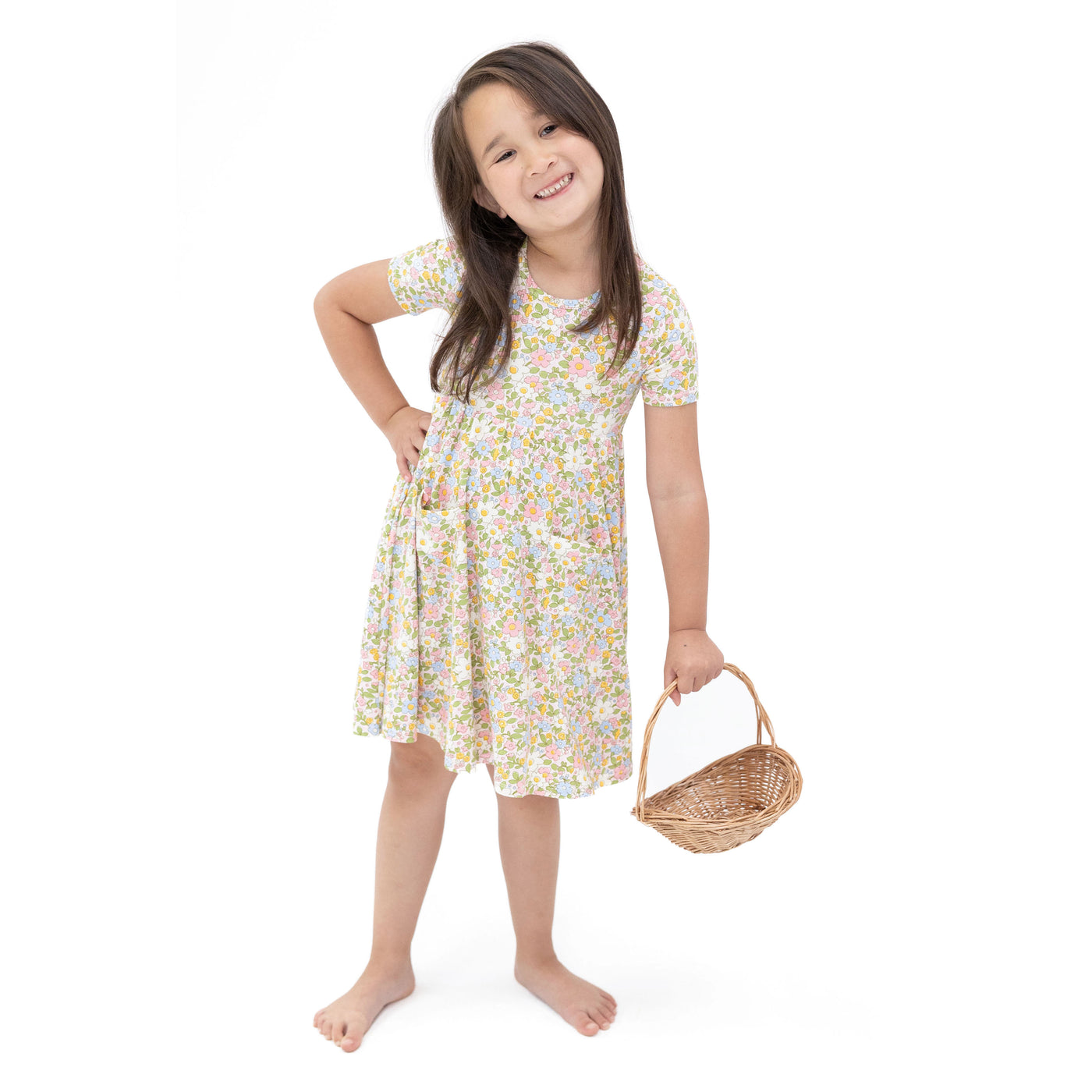 Short Sleeve Twirly Dress - Bubbly Baby Calico