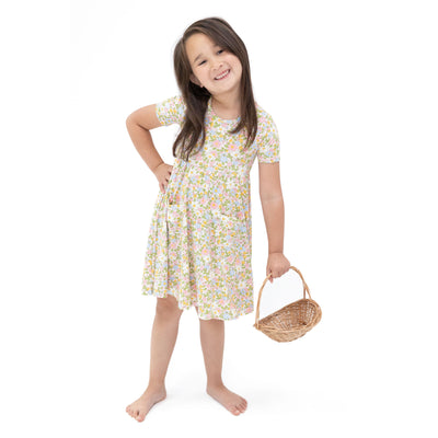 Short Sleeve Twirly Dress - Bubbly Baby Calico