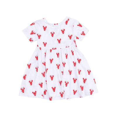 Short Sleeve Twirly Dress - Lobster Bamboo