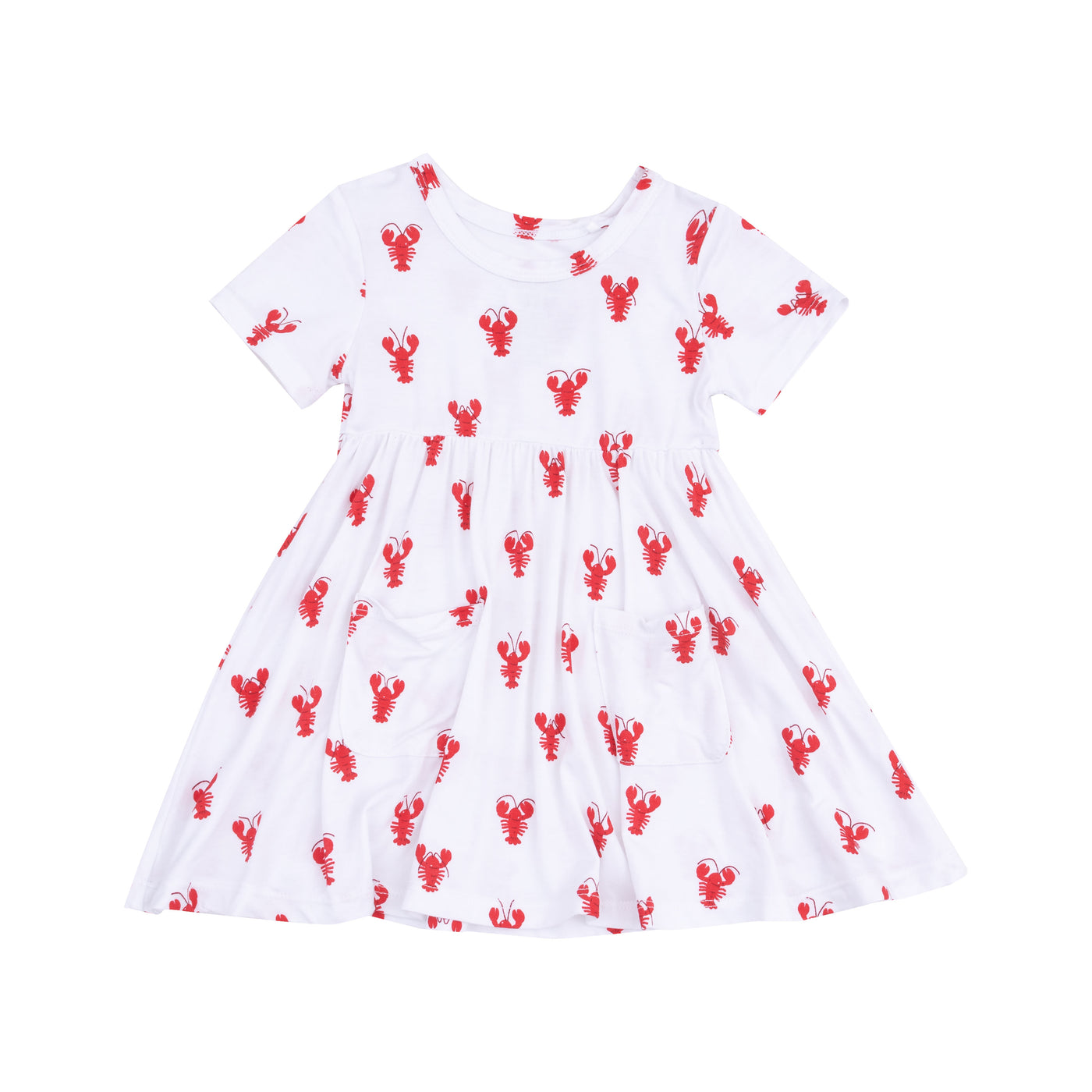 Short Sleeve Twirly Dress - Lobster Bamboo