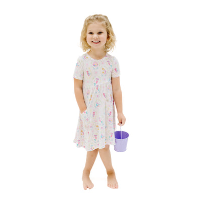 Short Sleeve Twirly Dress - Mermaids