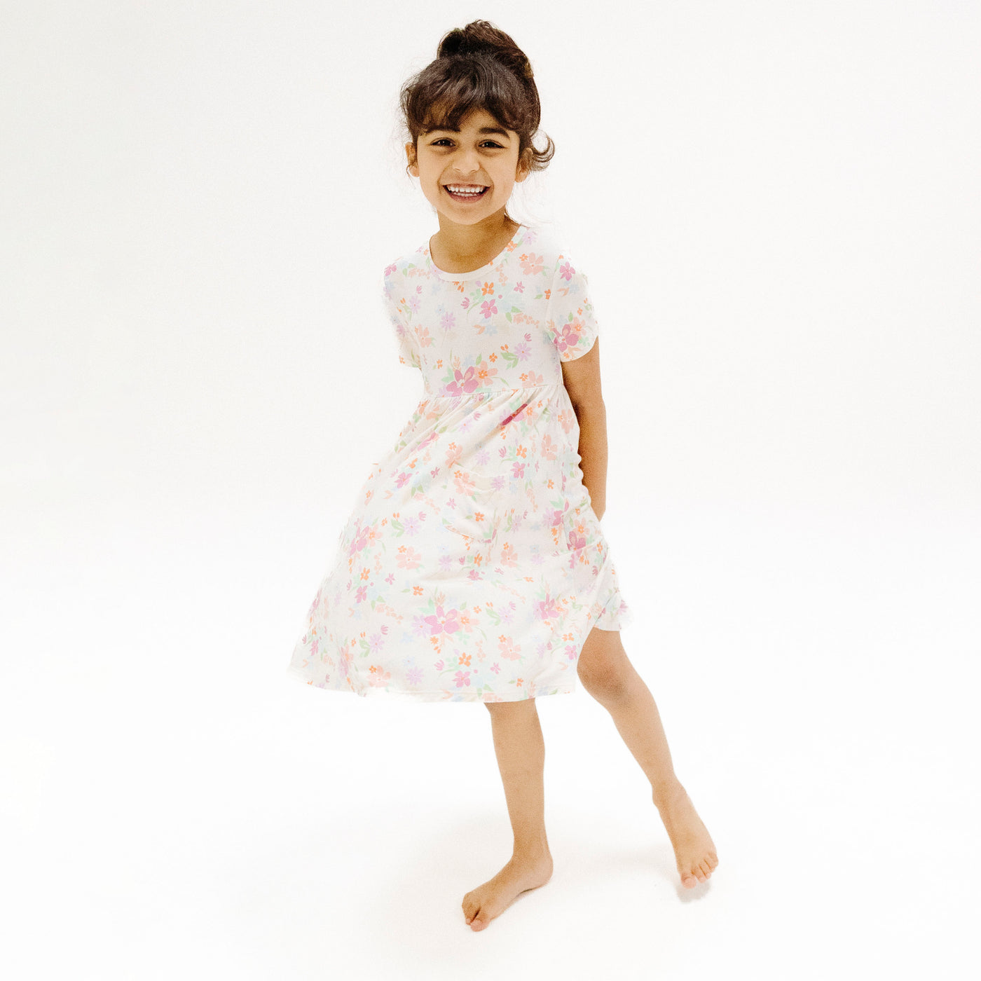 Short Sleeve Twirly Dress - Pick A Posy