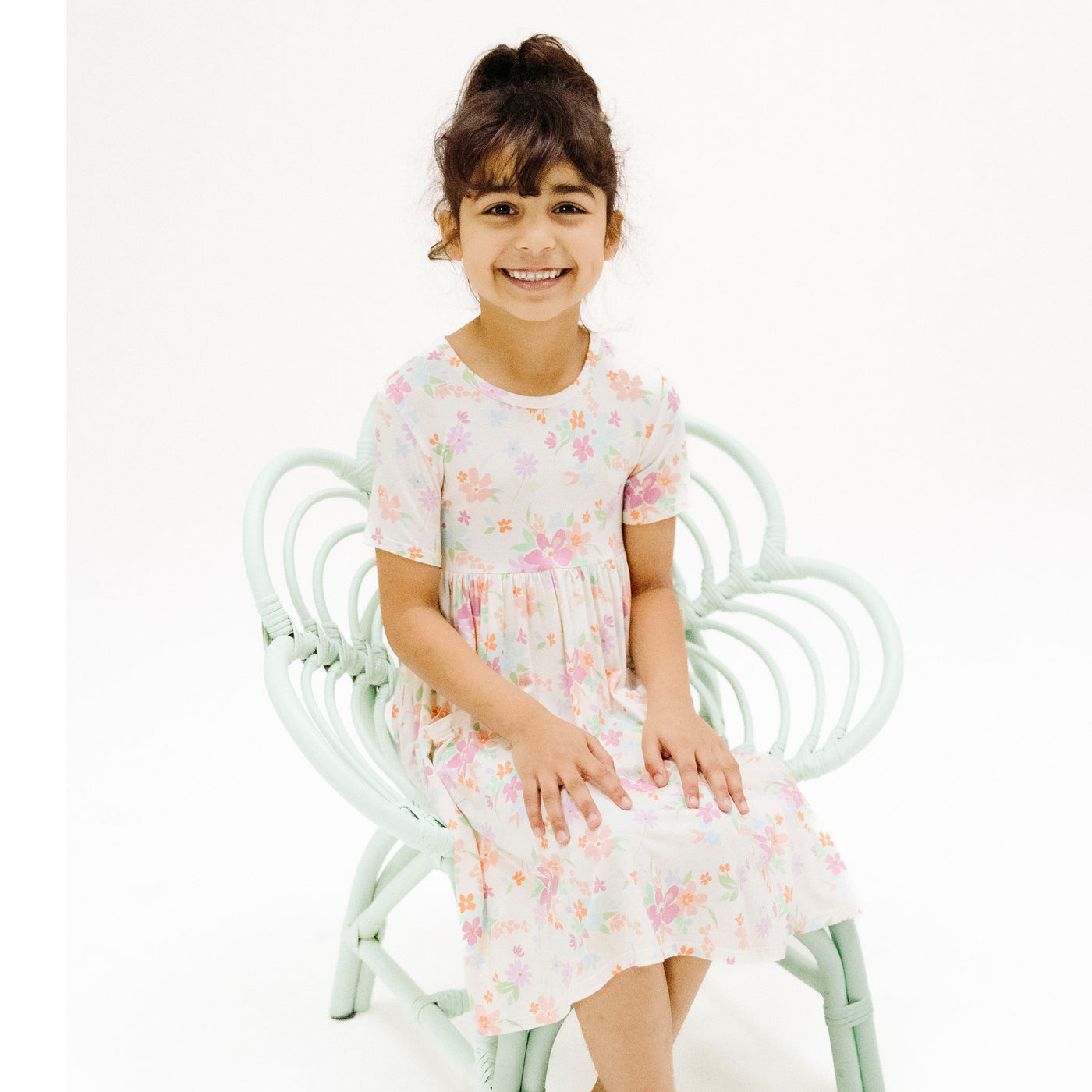 Short Sleeve Twirly Dress - Pick A Posy