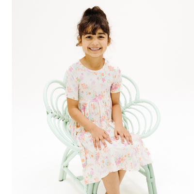 Short Sleeve Twirly Dress - Pick A Posy