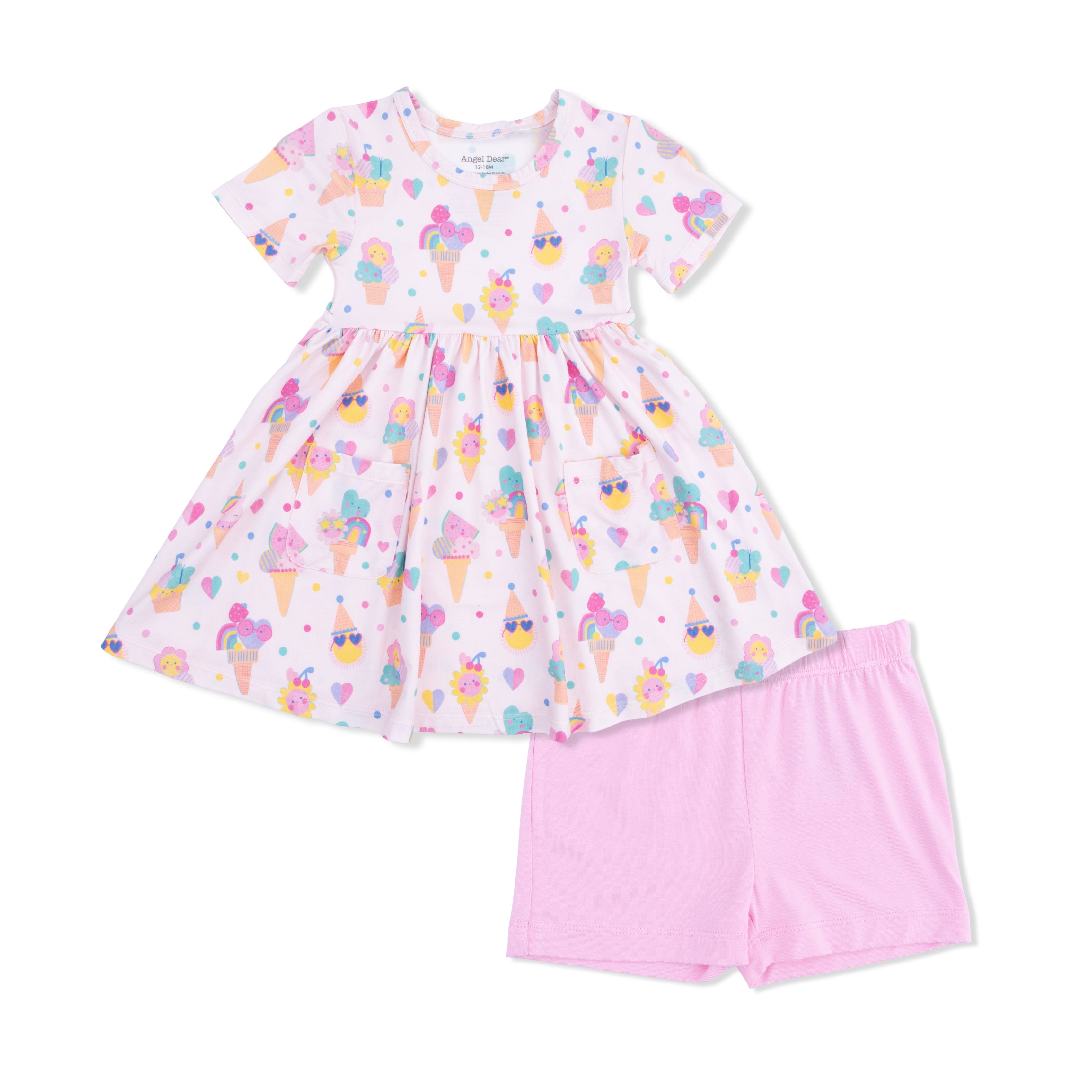Ice Cream Fun Crew - Twirly Dress with Cartwheel Short-Angel Dear