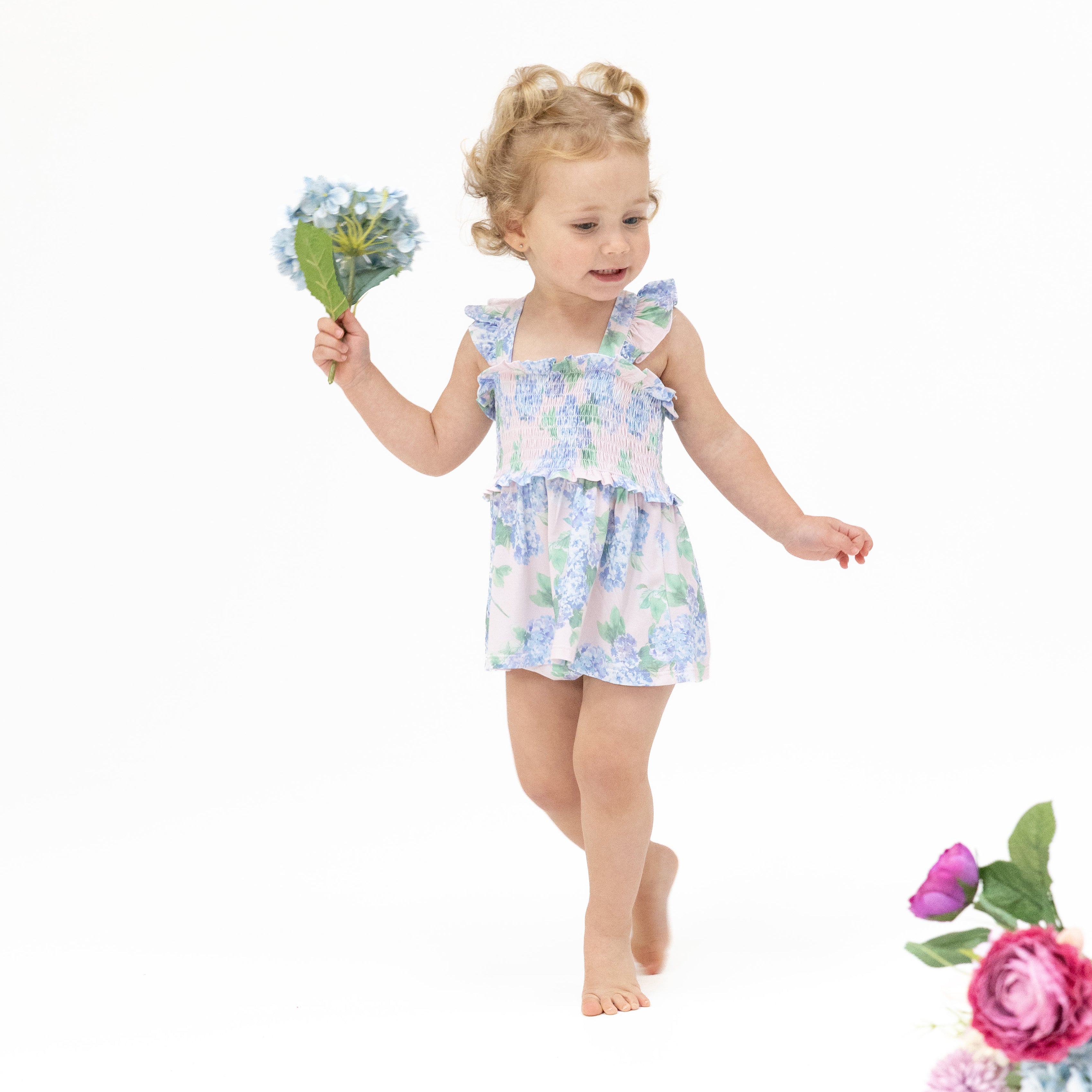 Hydrangeas - Smocked Top with Bloomer-Angel Dear