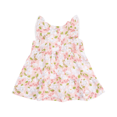 Picot Trim Edged Dress and Diaper Cover - Magnolias