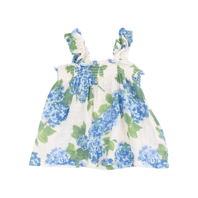 Ruffly Strap Top and Bloomer Set - Watercolor Hydrangeas