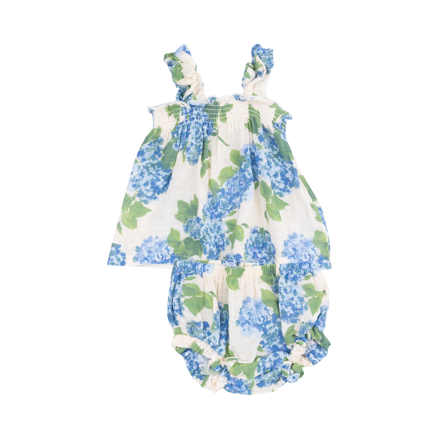 Ruffly Strap Top and Bloomer Set - Watercolor Hydrangeas