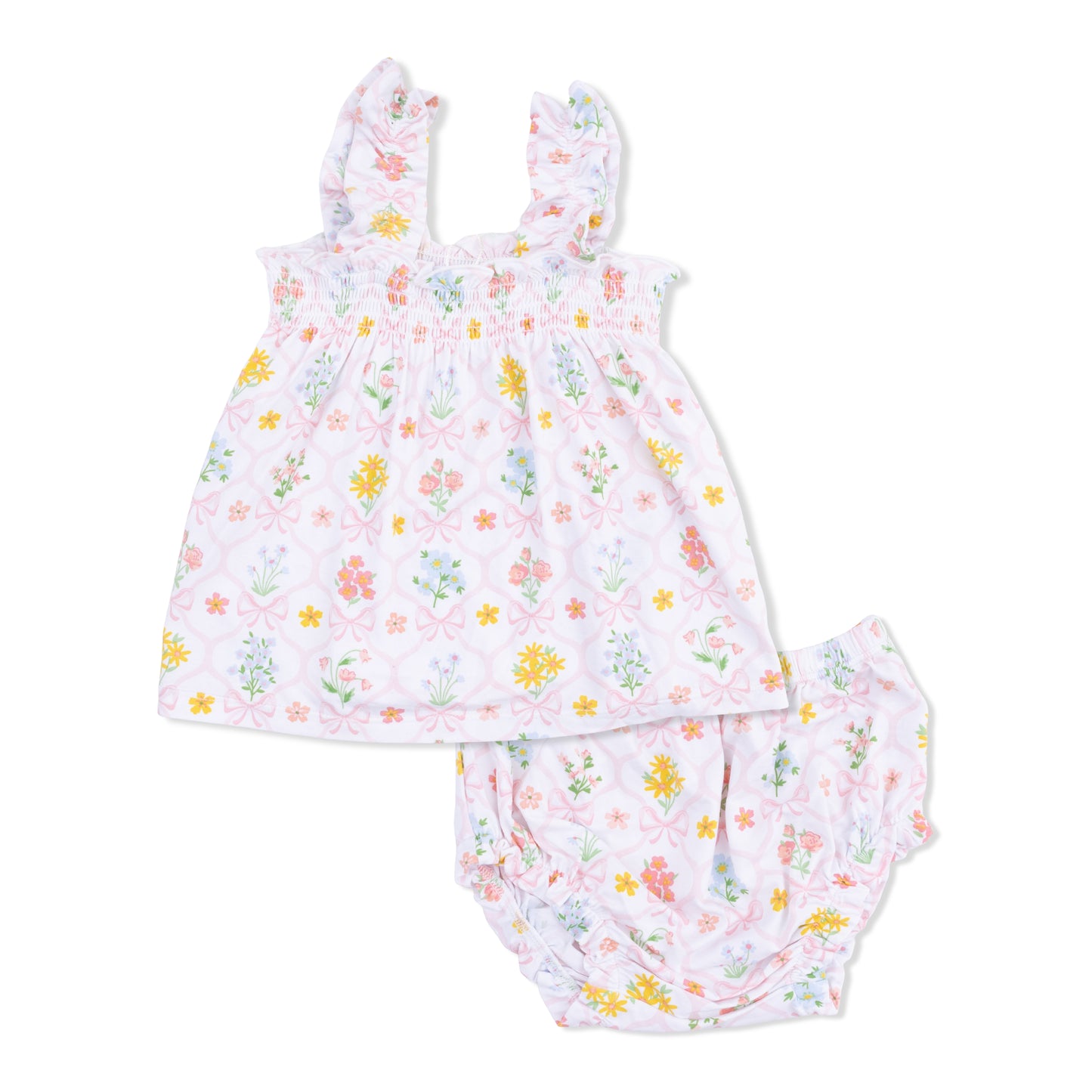 Spring Blooms Bow Trellis - Ruffly Strap Top and Bloomer-Angel Dear