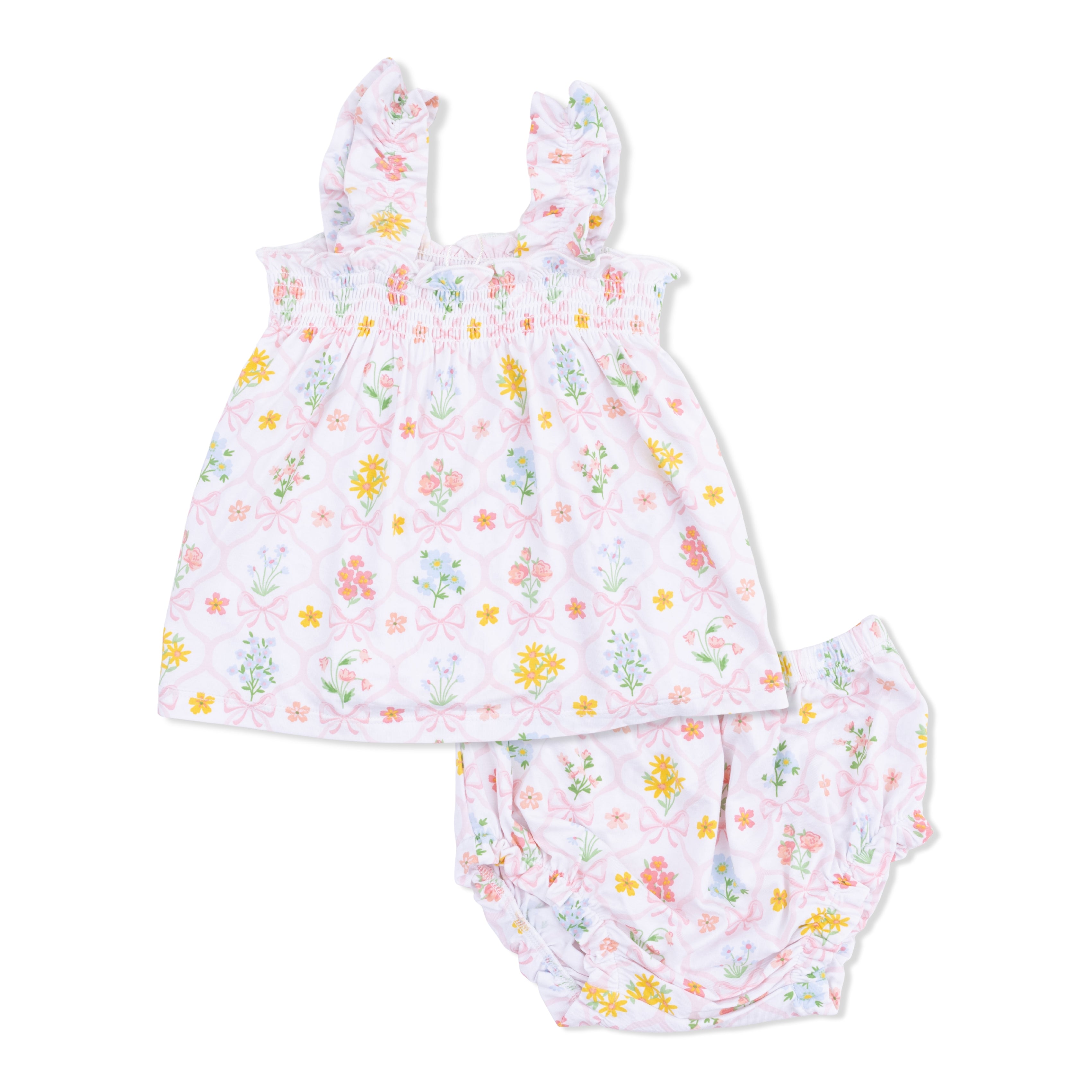 Spring Blooms Bow Trellis - Ruffly Strap Top and Bloomer-Angel Dear