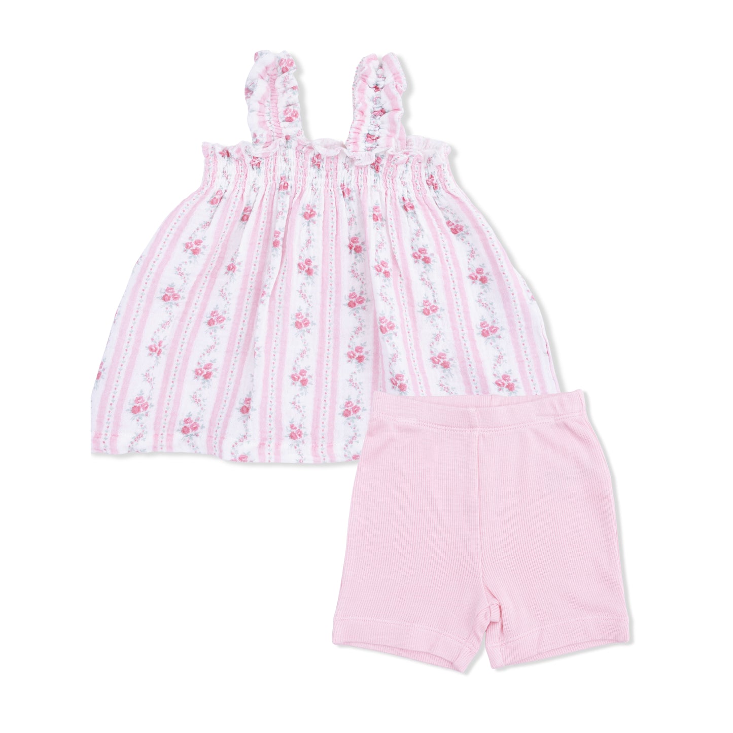 Winding Roses Stripe - Ruffly Strap Top and Bike Short-Angel Dear