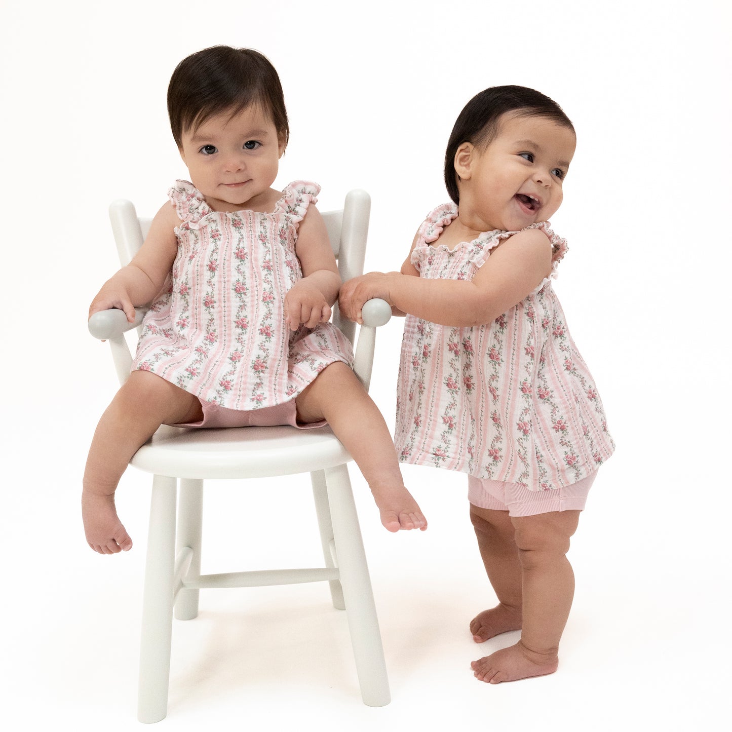 Winding Roses Stripe - Ruffly Strap Top and Bike Short-Angel Dear