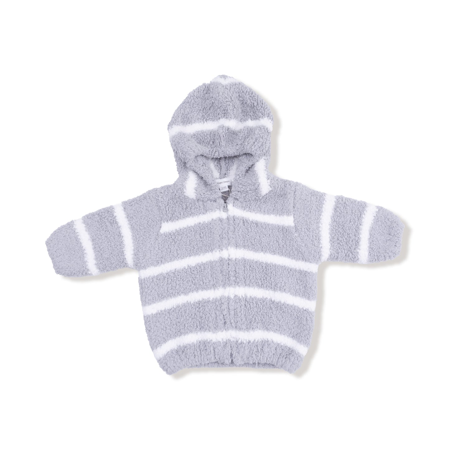 Chenille Hoodie - Grey & Ivory Stripe-Angel Dear