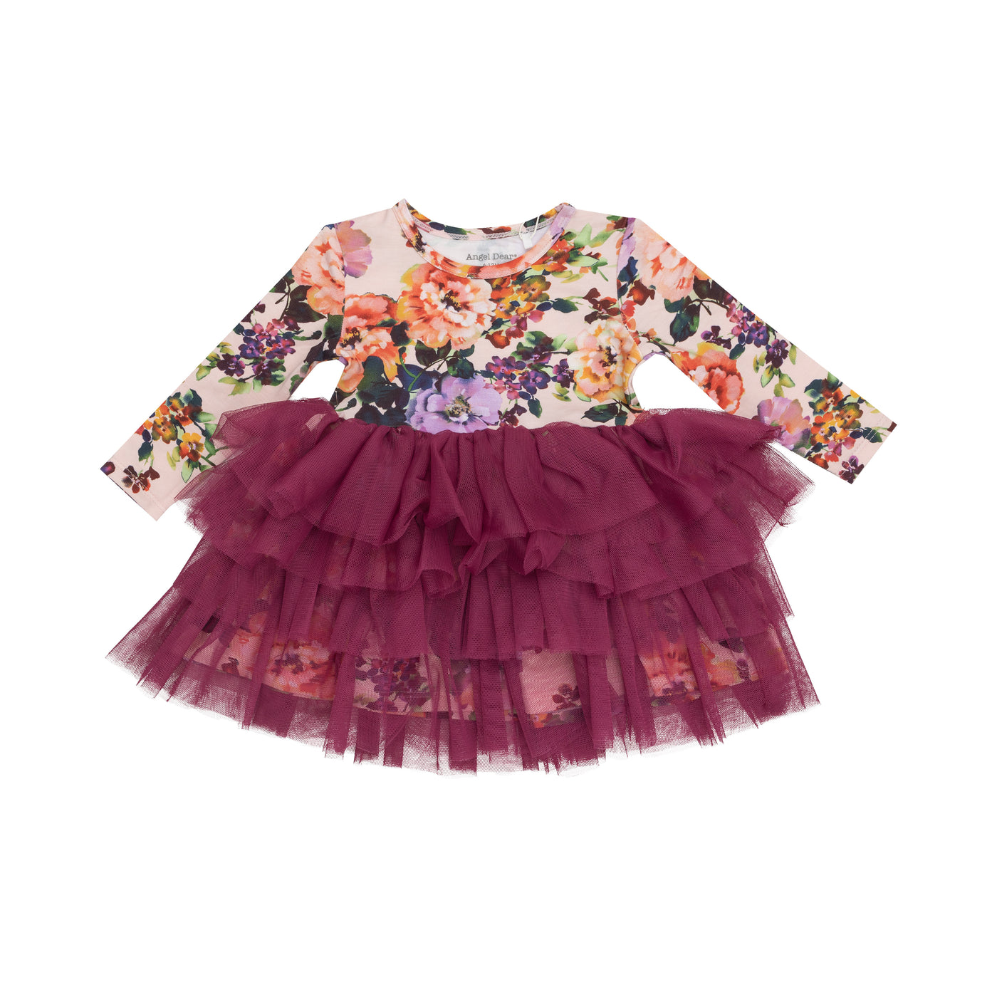 L/S Layered Tulle Dress - Autumn Rose-Angel Dear