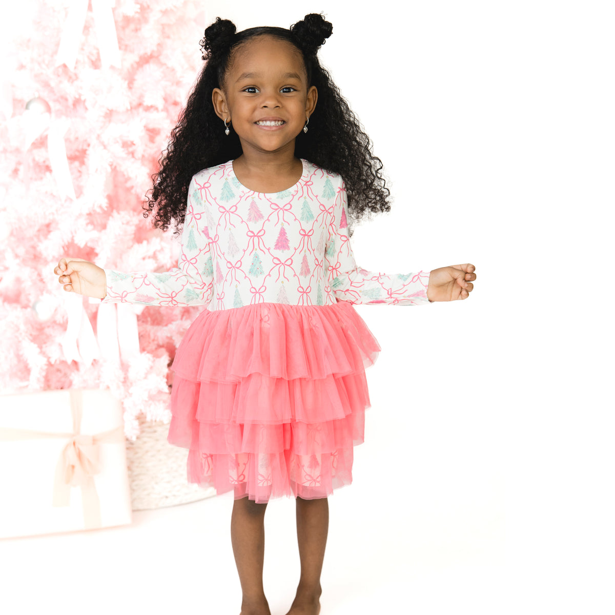 Bow Trellis Tree - Bamboo - Twirly Long Sleeve Tutu Dress and Cartwheel Short