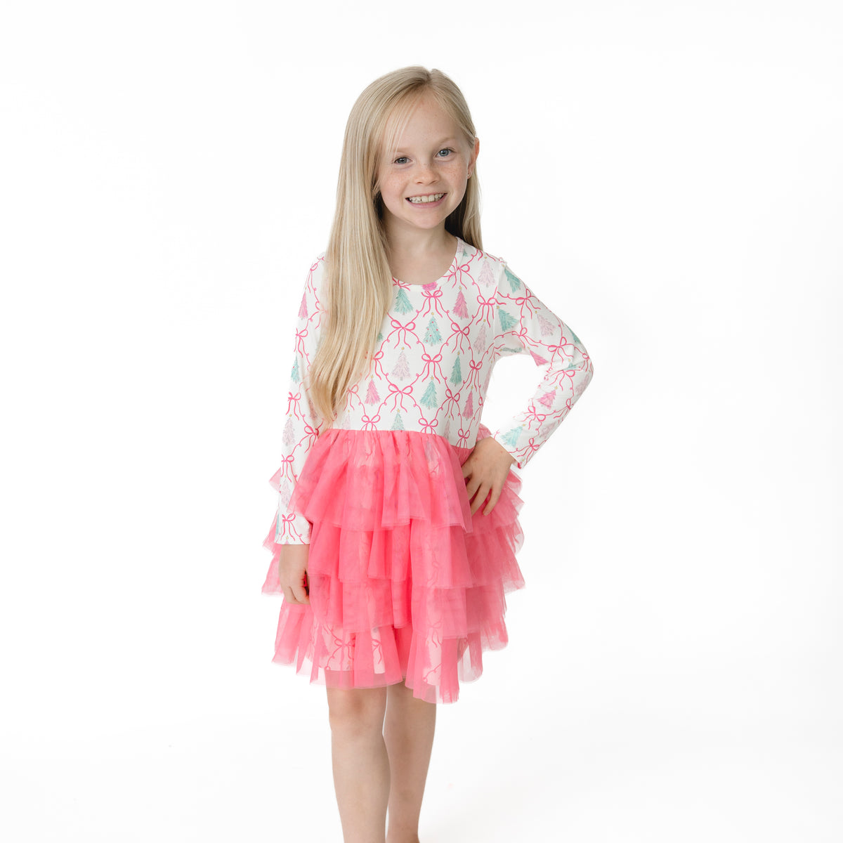 Bow Trellis Tree - Bamboo - Twirly Long Sleeve Tutu Dress and Cartwheel Short