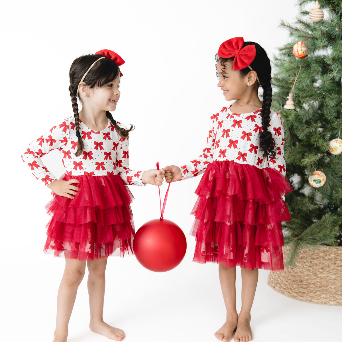 Festive Bows - Bamboo - Twirly Long Sleeve Tutu Dress and Cartwheel Short