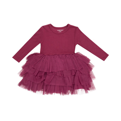 L/S Layered Tulle Dress - Basic - Solid Rose Bud-Angel Dear