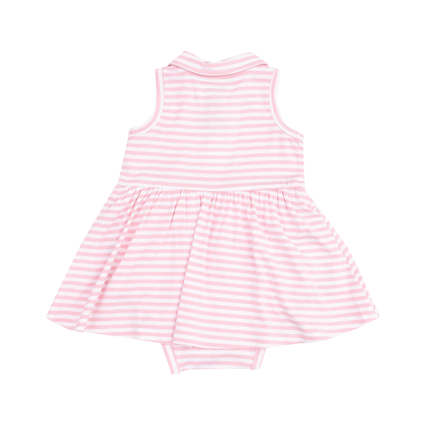 Polo Collar Bodysuit Dress with Applique - Golf Pink Mini Gingham-Angel Dear