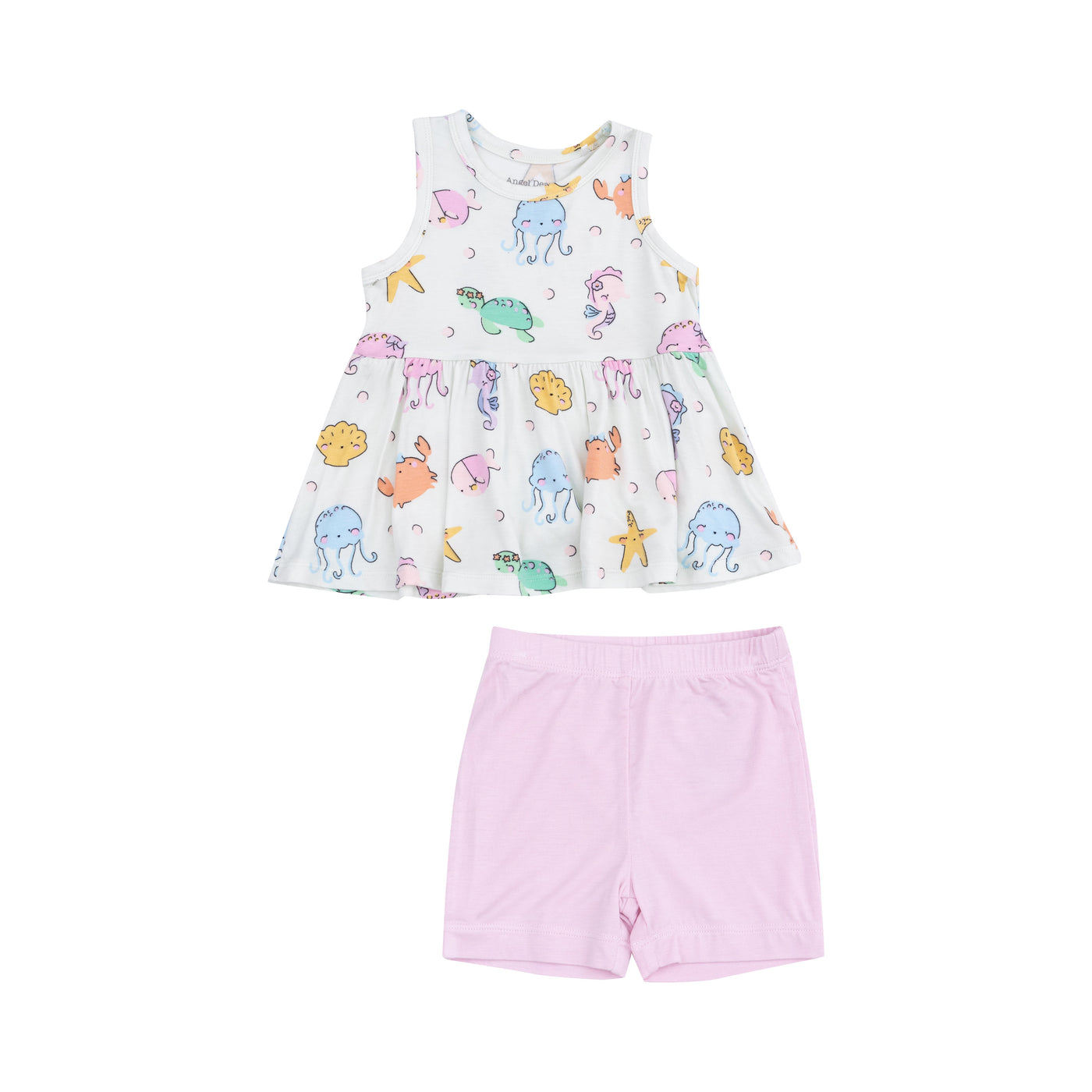 Peplum Tank Top And Bike Short - Cute Sea Creatures