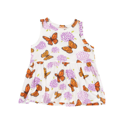 Peplum Tank Top and Bike Short - Monarch Butterflies and Milkweed