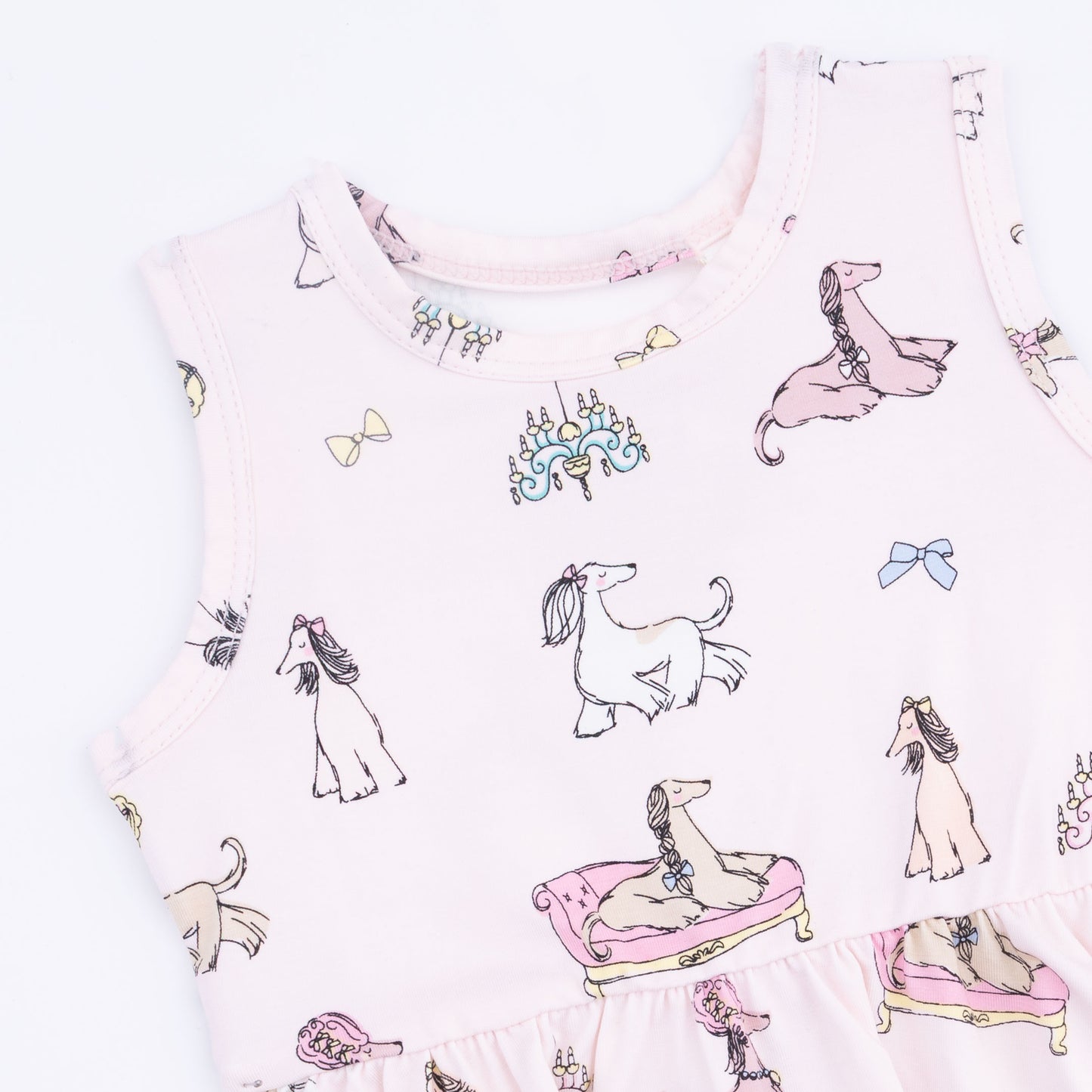 Fancy Hounds with Bows - Peplum Tank Top and Bike Short