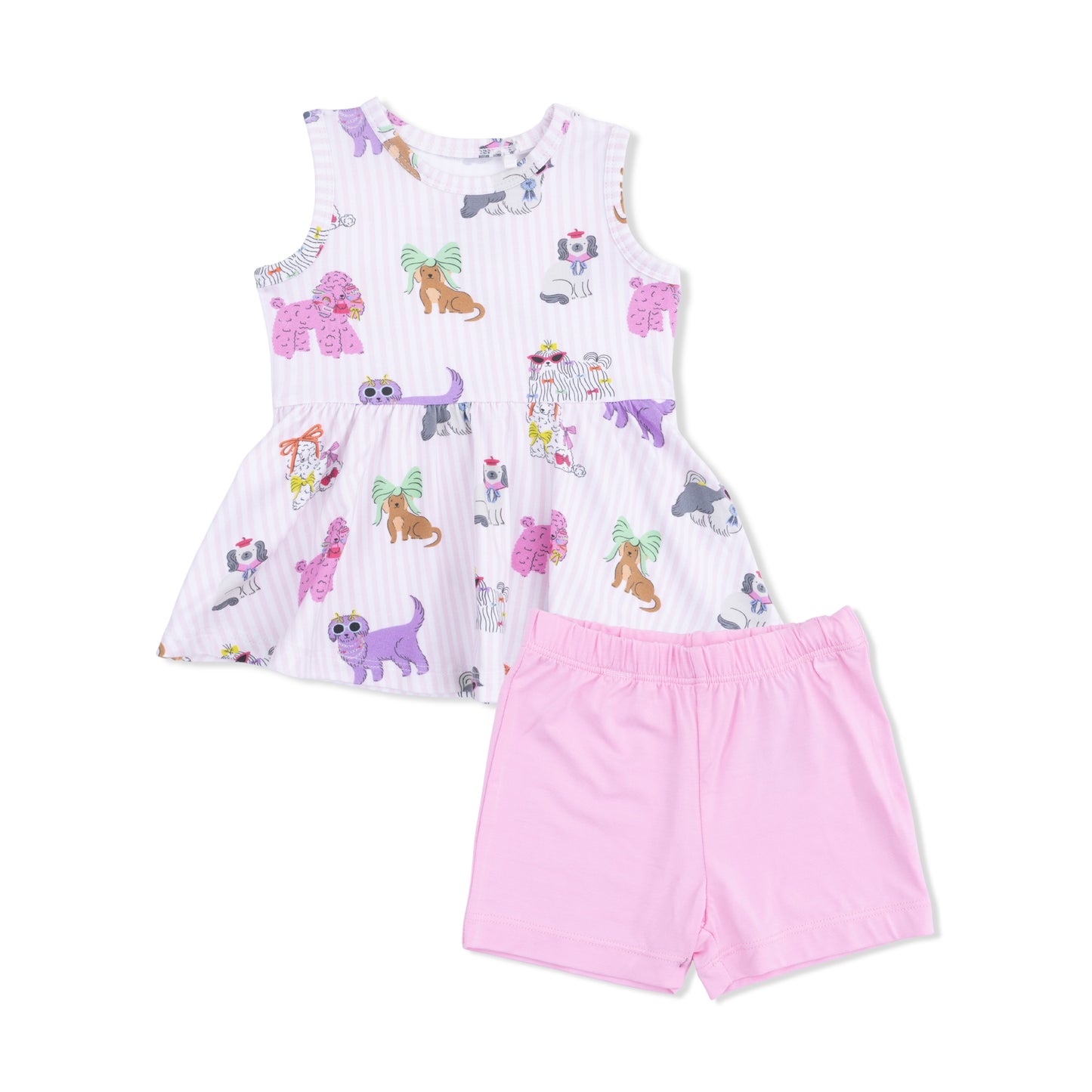 Fancy Dogs - Peplum Tank Top and Bike Short-Angel Dear