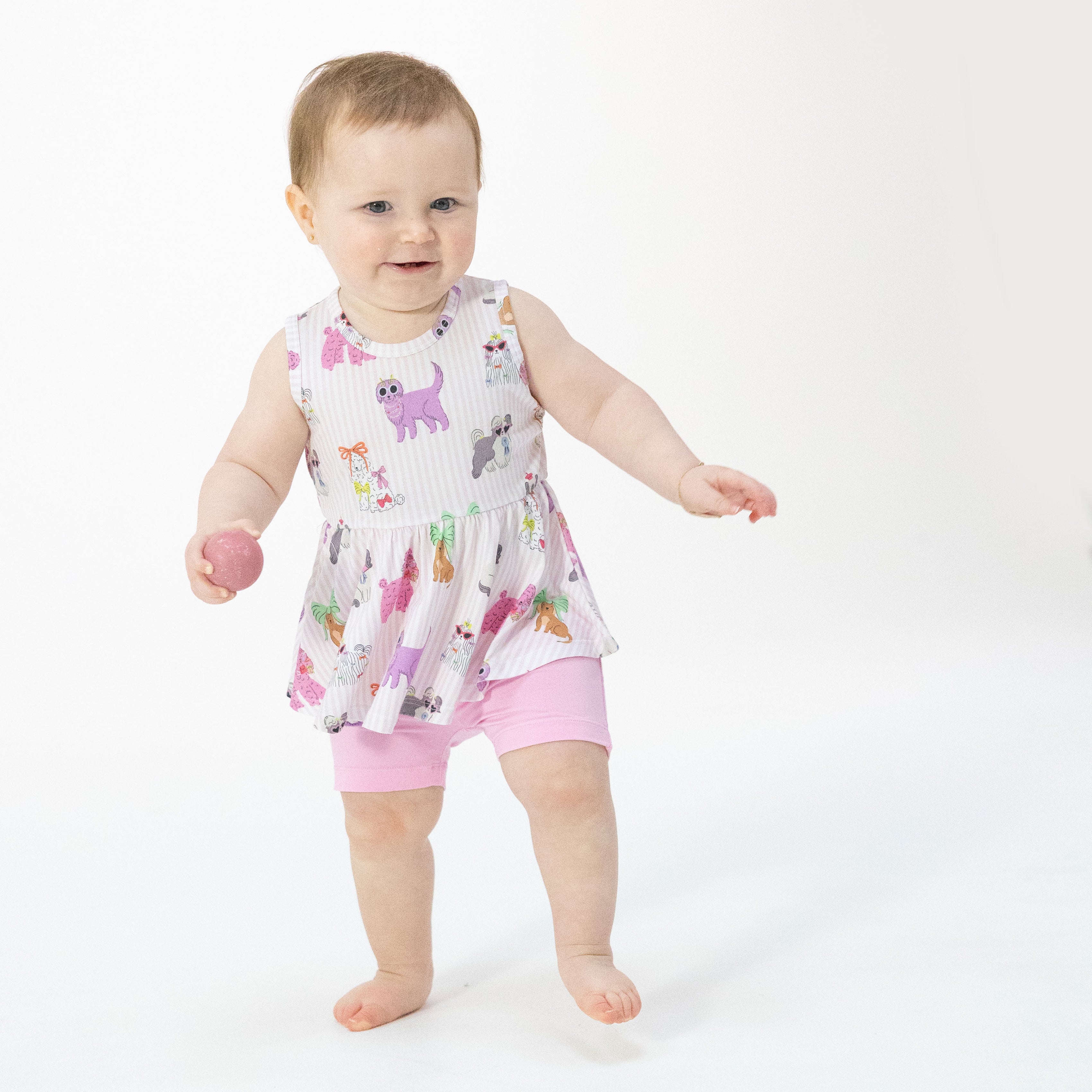 Fancy Dogs - Peplum Tank Top and Bike Short-Angel Dear