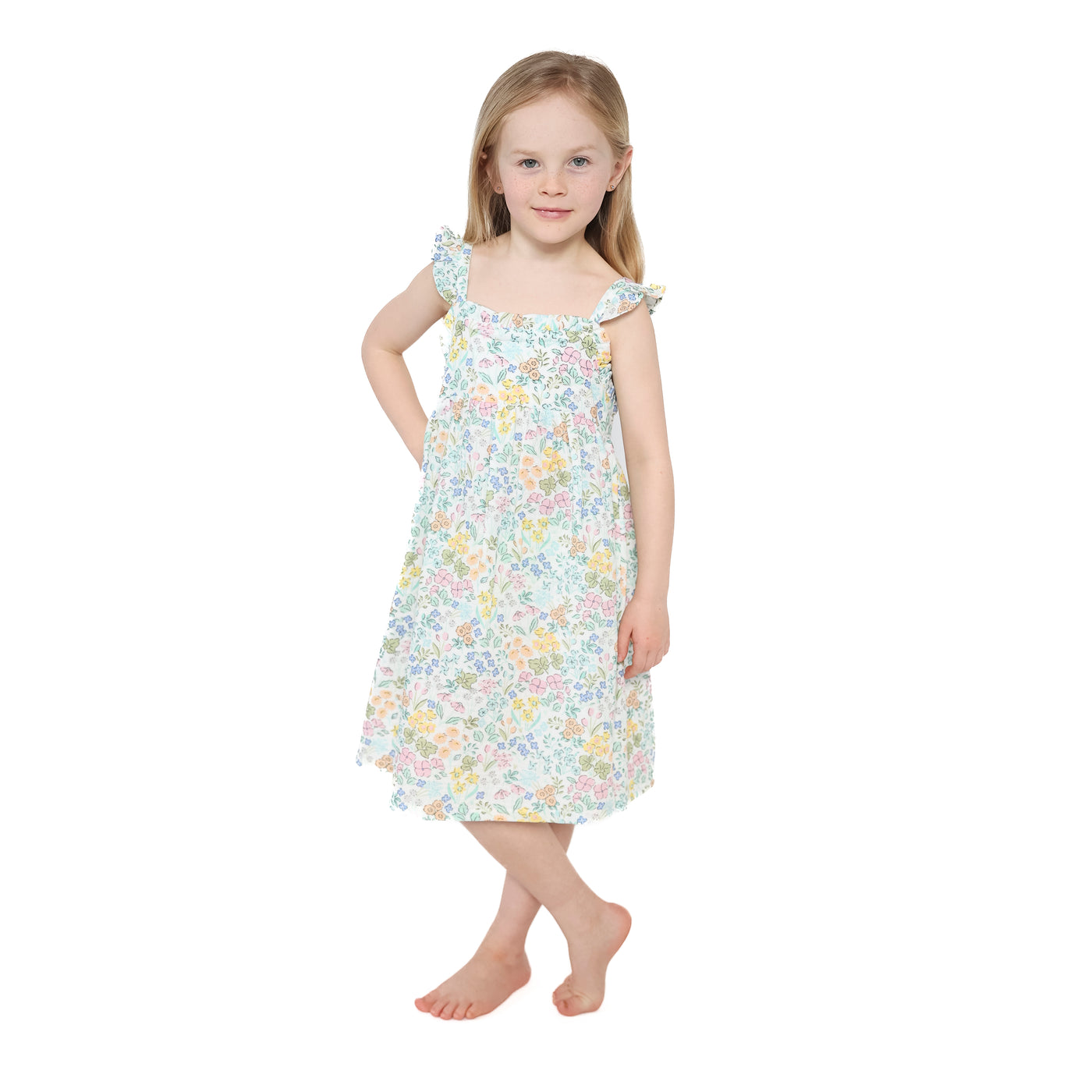 Paperbag Ruffle Sundress with Diaper Cover - Samantha Floral