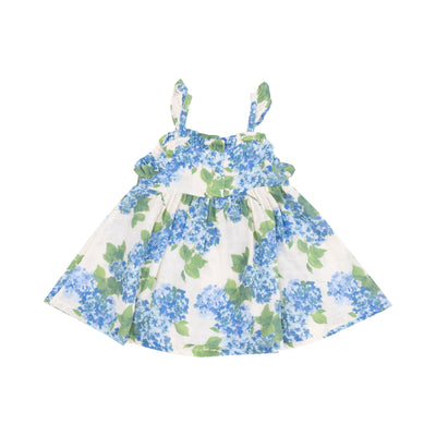 Paperbag Ruffle Sundress with Diaper Cover - Watercolor Hydrangeas