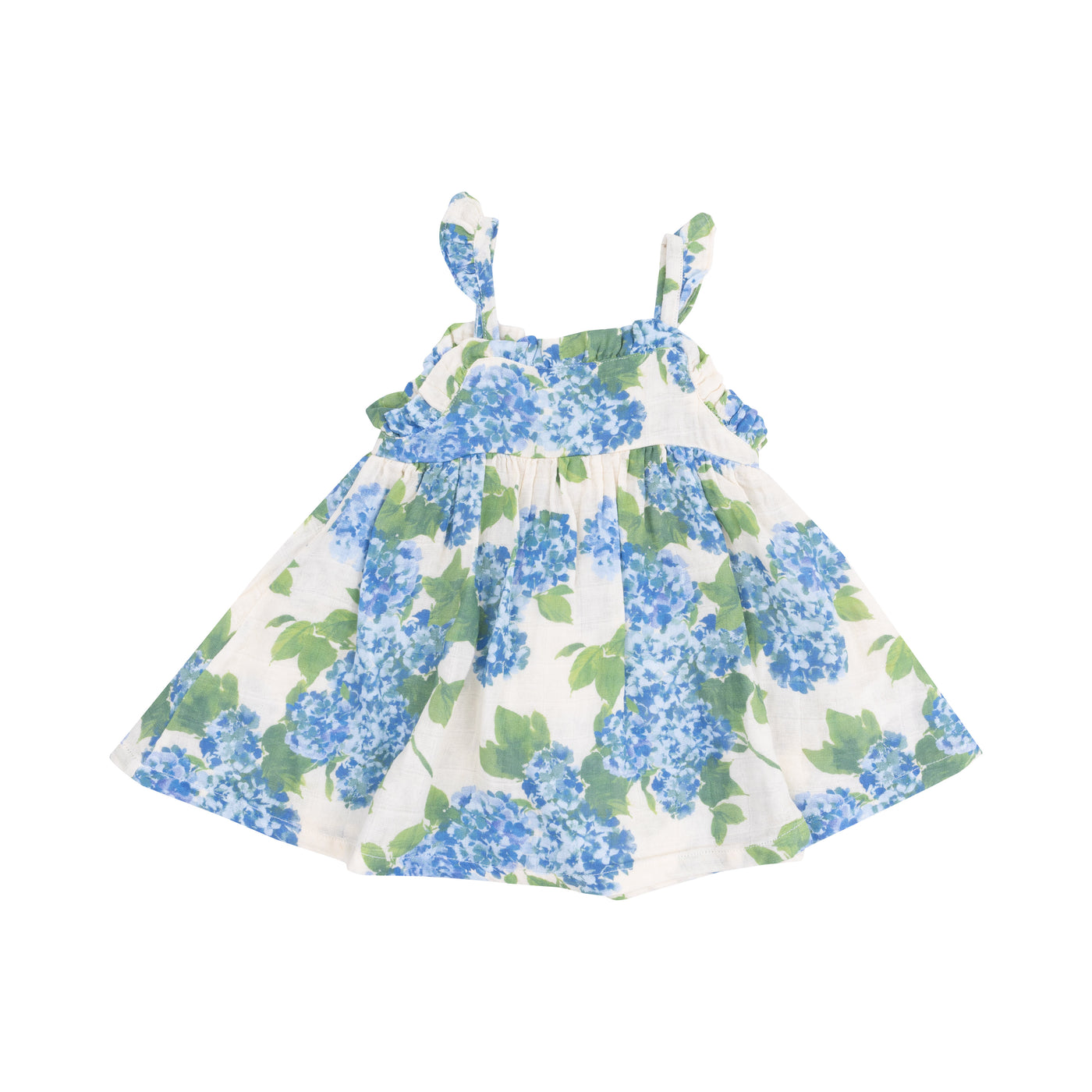 Paperbag Ruffle Sundress with Diaper Cover - Watercolor Hydrangeas