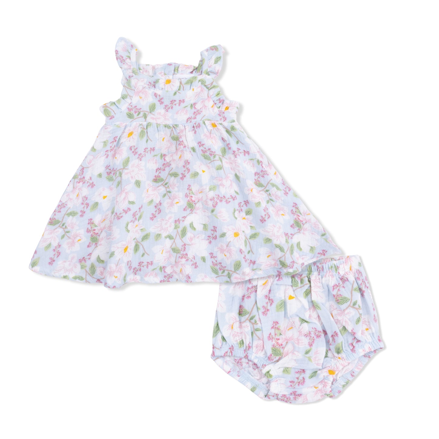 Magnolias - Paperbag Ruffle Sundress with Bloomer-Angel Dear