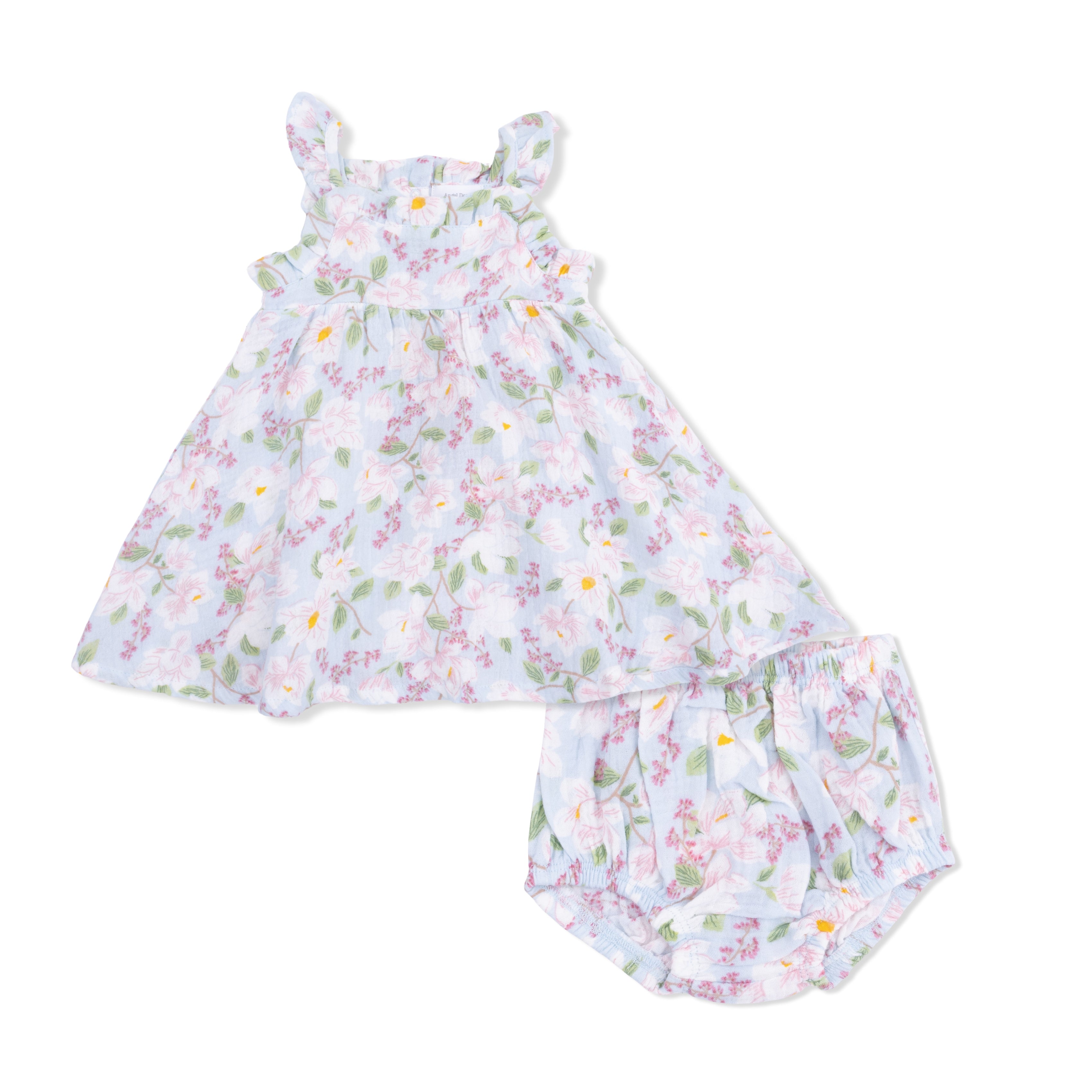 Magnolias - Paperbag Ruffle Sundress with Bloomer-Angel Dear