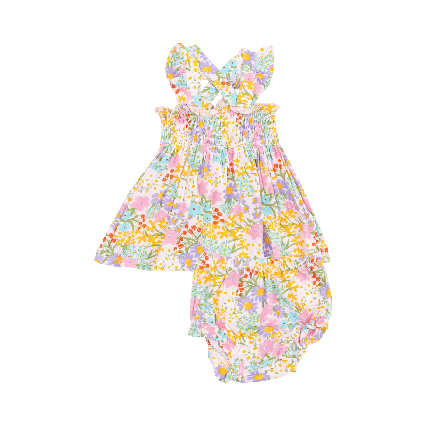 Ruffle Strap Smocked Top and Diaper Cover-  Amelia Floral