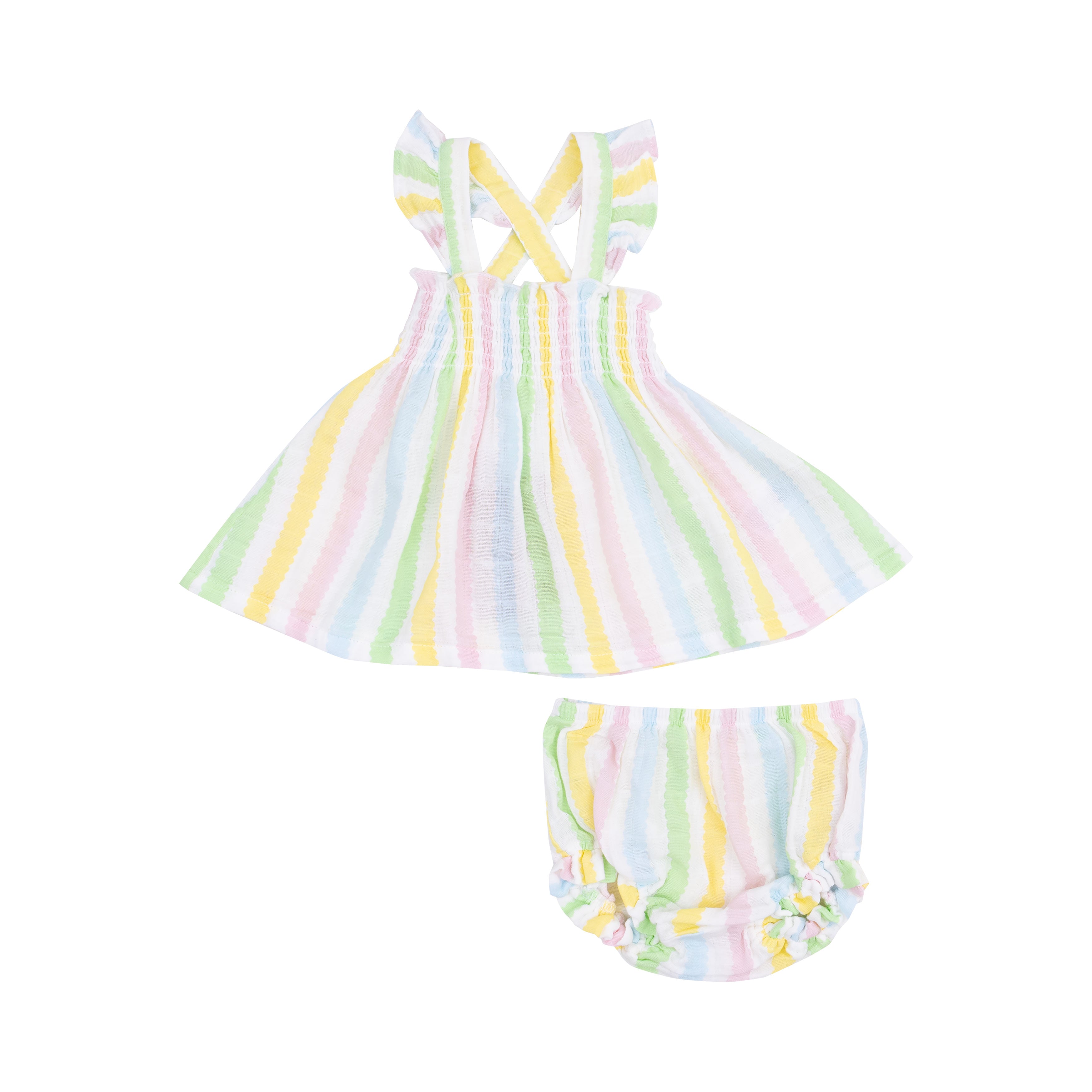 Angel Dear Magnolias Ruffle Strap Smocked Top and Diaper Cover