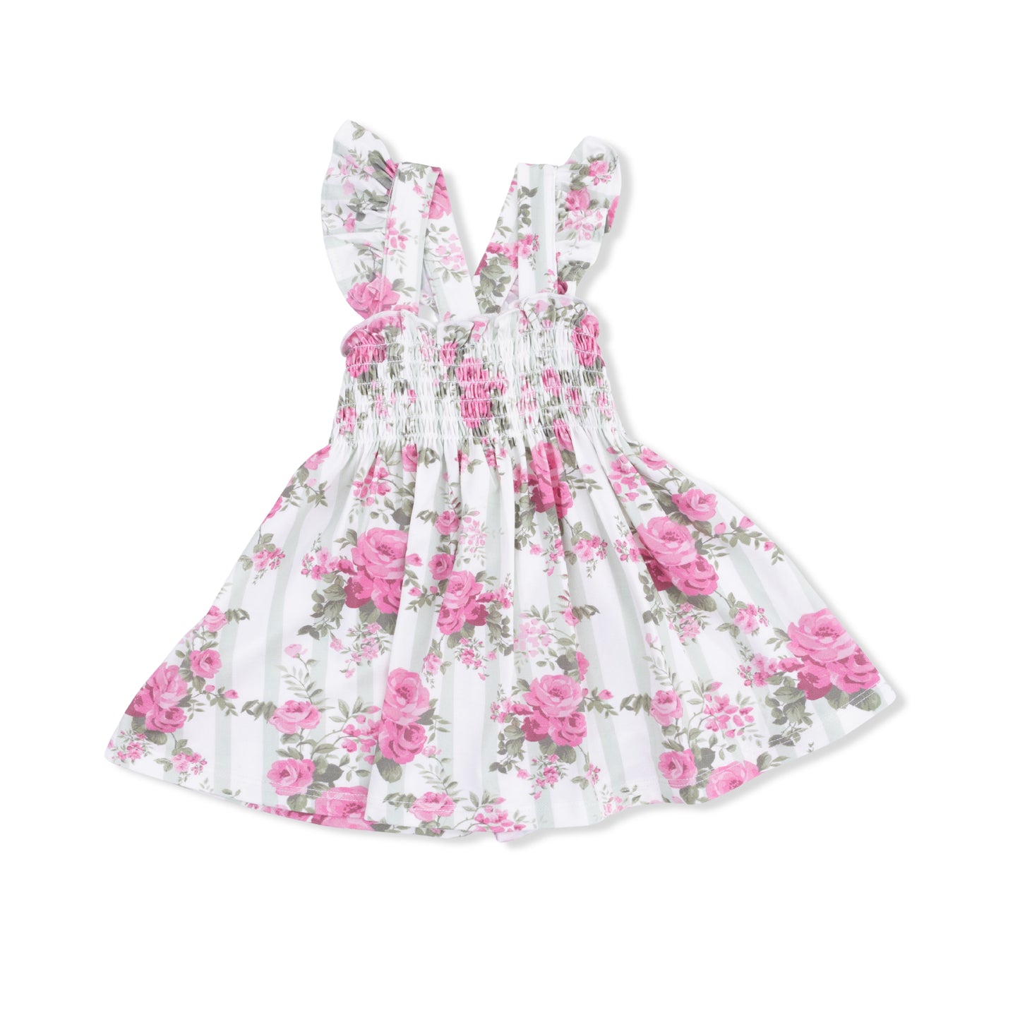 Cabbage Rose Stripe - Smocked Top with Bloomer-Angel Dear